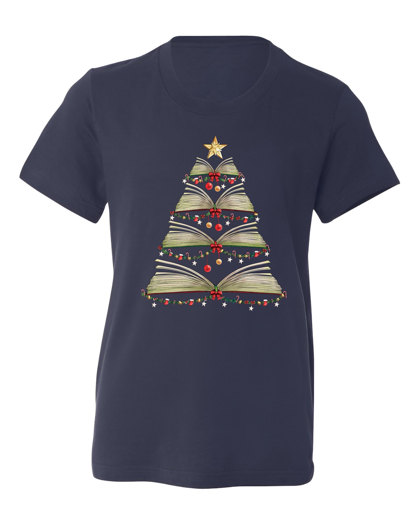 Books Tree Christmas Shirt – Book Lover Holiday Bookworm Tee