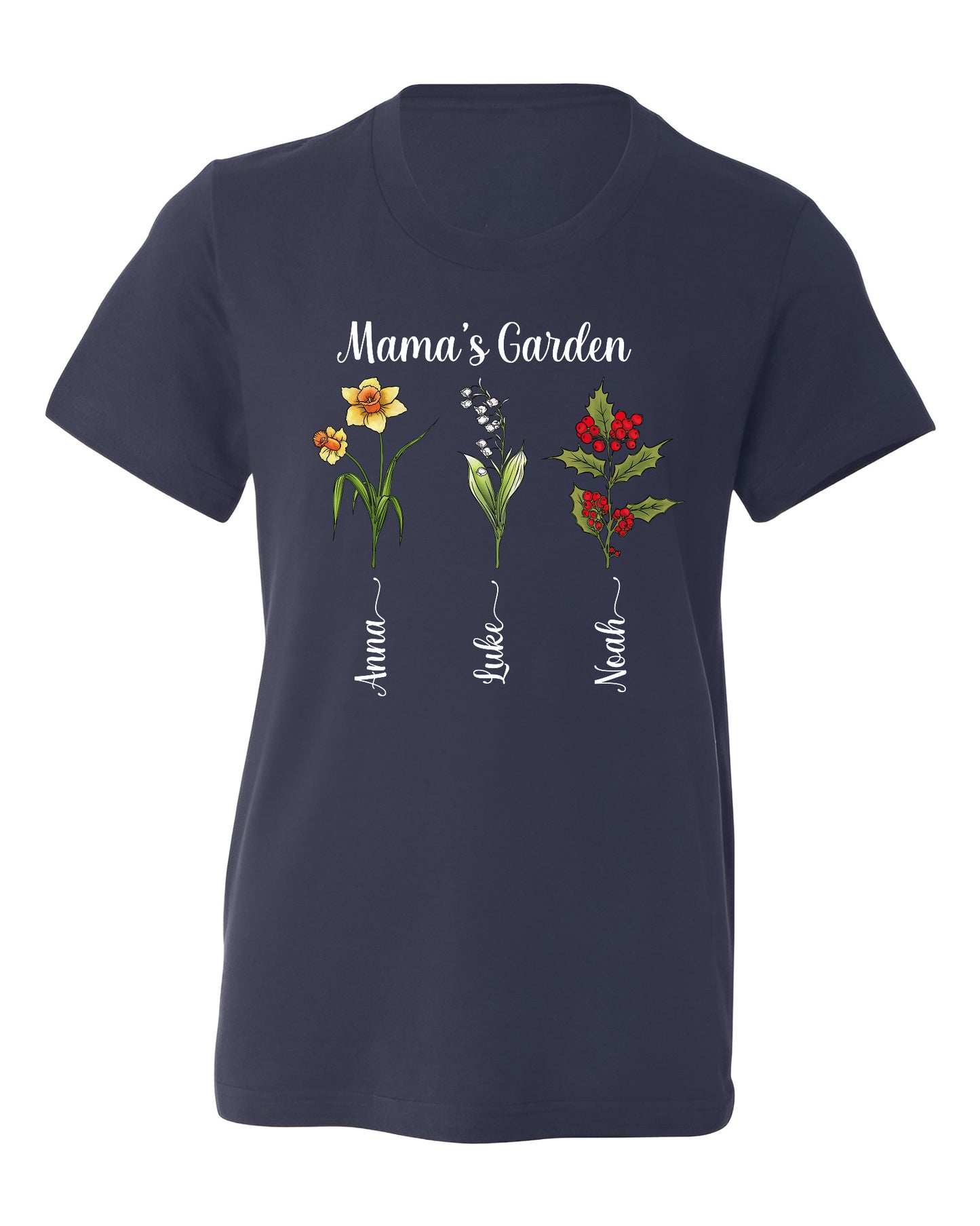 Personalized Birth Month Flower Mom Shirt – Custom Mama’s Garden Tee with Kids Names