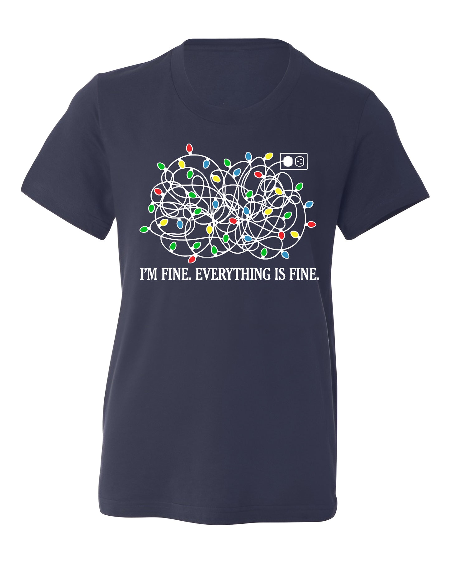 I’m Fine Everything is Fine Christmas Shirt – Tangled Lights Funny Holiday Tee
