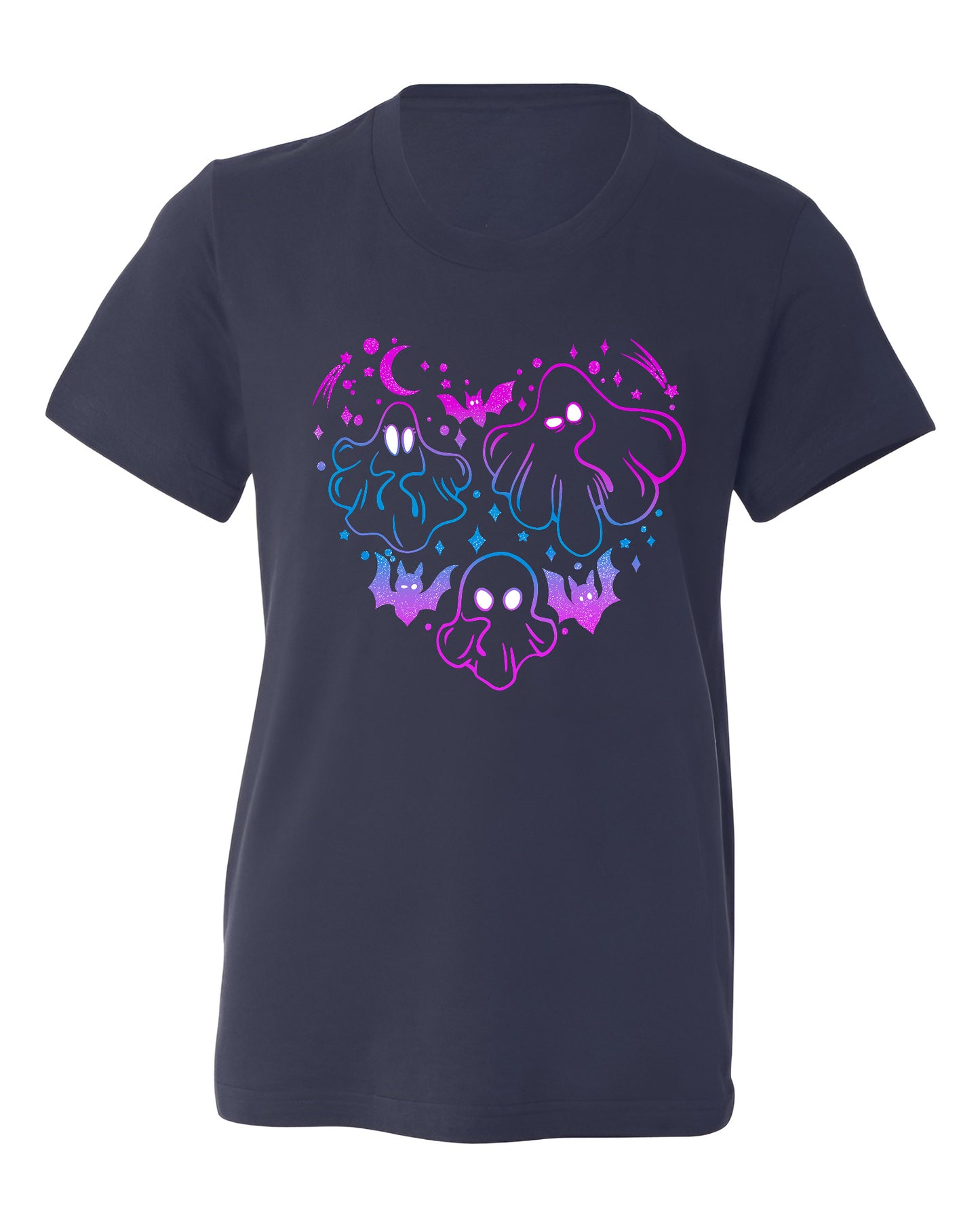 Funny Halloween Ghost & Bat Shirt – Spooky Season Tee for Women, Cute Fall Outfit, Halloween Party Top, Casual Costume Tee
