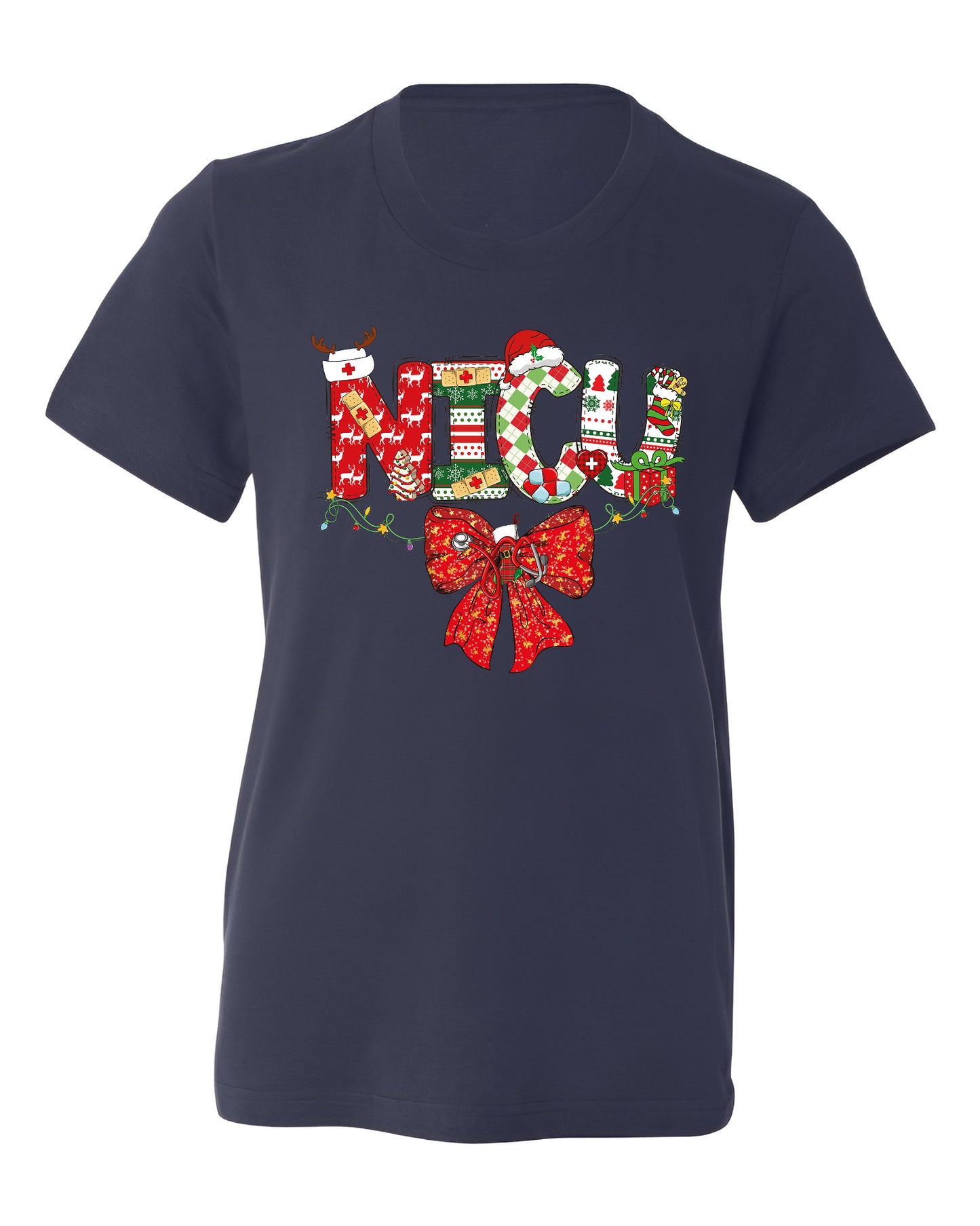 Christmas NICU Nurse Shirt – ICU Holiday Tee, Nursing Santa Hat & Bow Shirt, Merry Xmas Nurse Top
