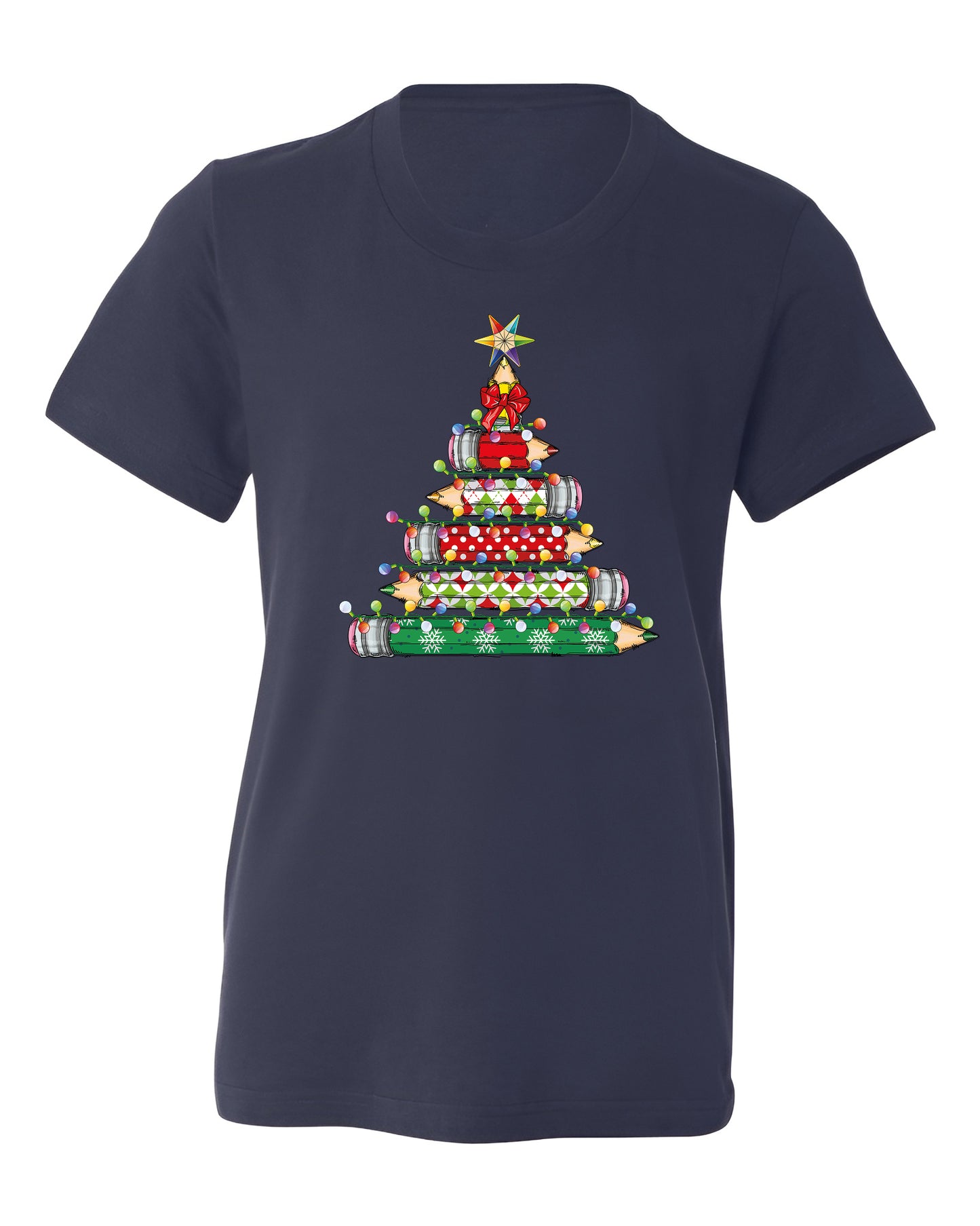 Christmas Pencil Tree Shirt – Teacher Holiday Tee, Cute School Xmas Top for Women & Students