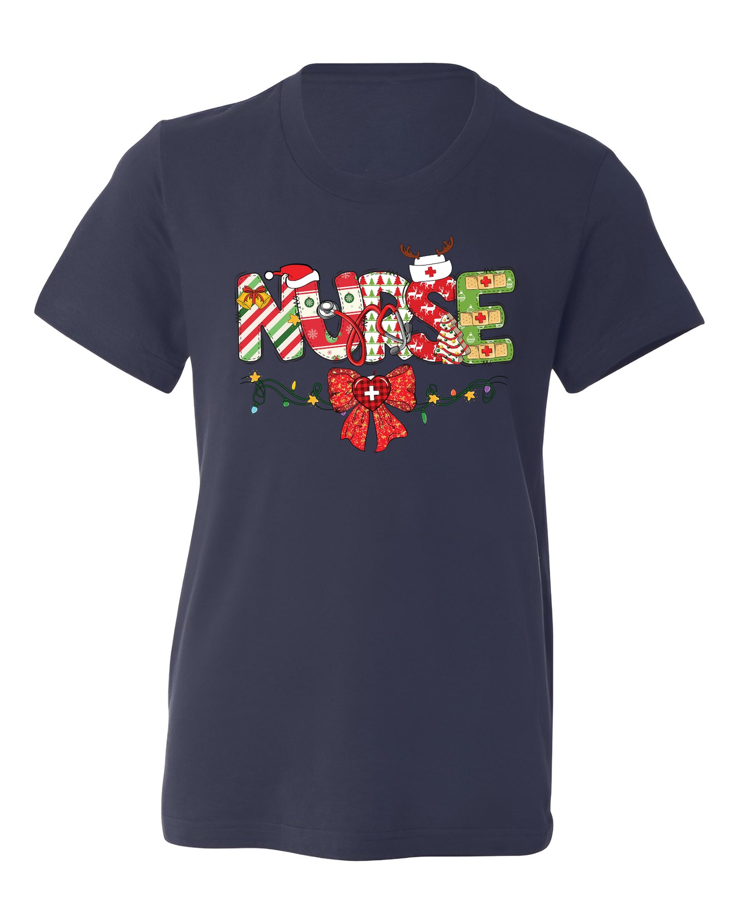 Christmas Nurse Shirt – Nursing Santa Hat Tee, Cute Xmas Bow Top, Nurse Appreciation Holiday Gift