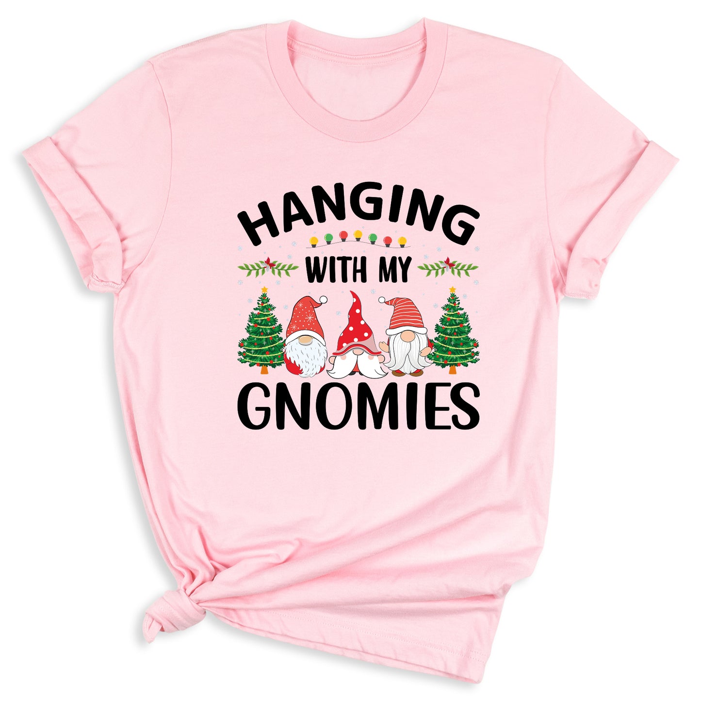 Hanging With My Gnomies Christmas Shirt – Cute Gnome Holiday Tee, Family Matching Xmas T-Shirt, Santa Gnome Party Shirt