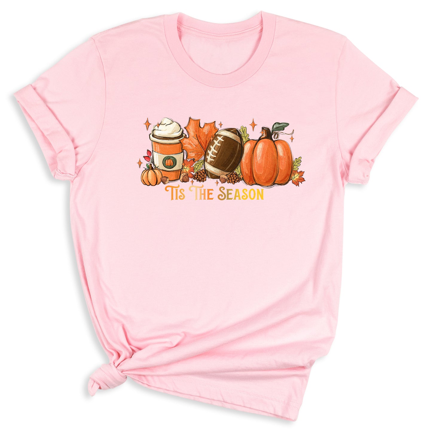 Tis The Season Fall Football Shirt – Pumpkin Coffee Autumn Vibes Tee