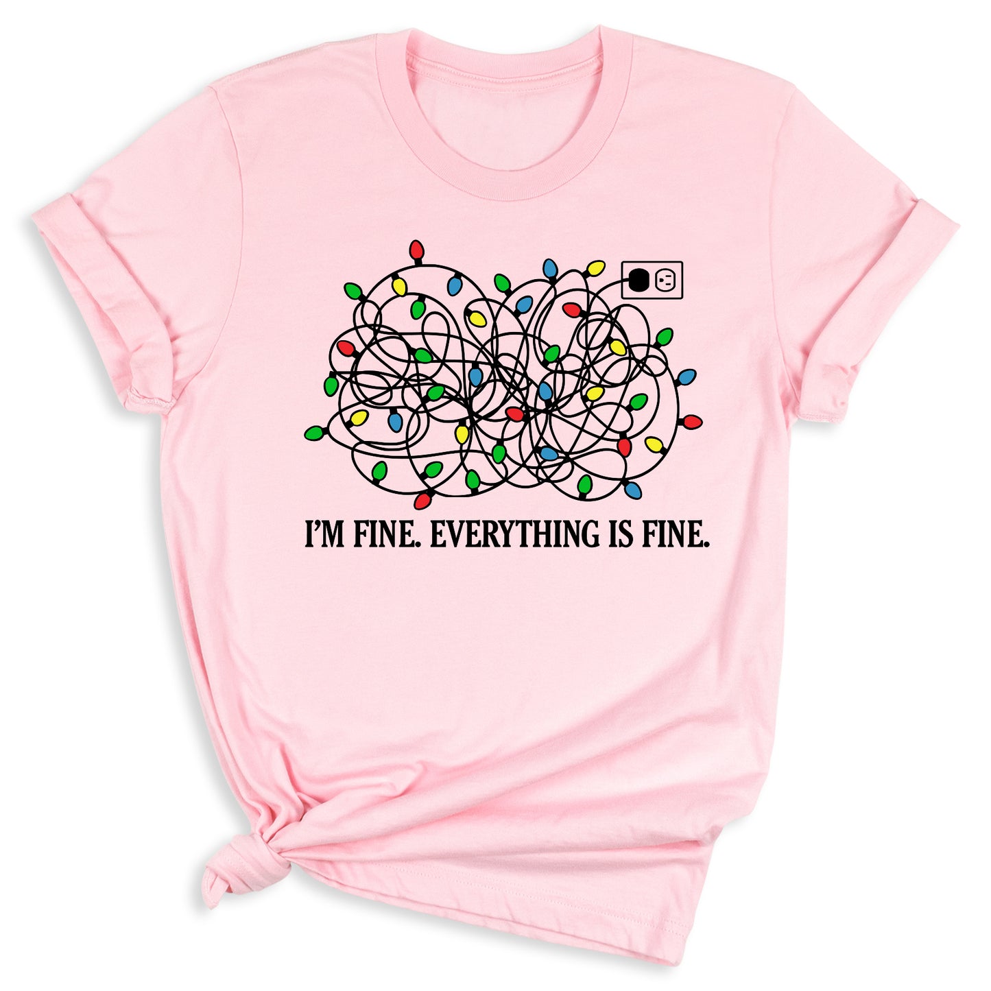 I’m Fine Everything is Fine Christmas Shirt – Tangled Lights Funny Holiday Tee