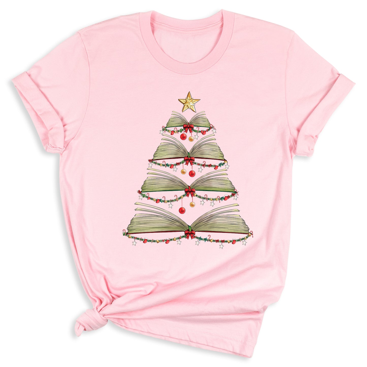 Books Tree Christmas Shirt – Book Lover Holiday Bookworm Tee