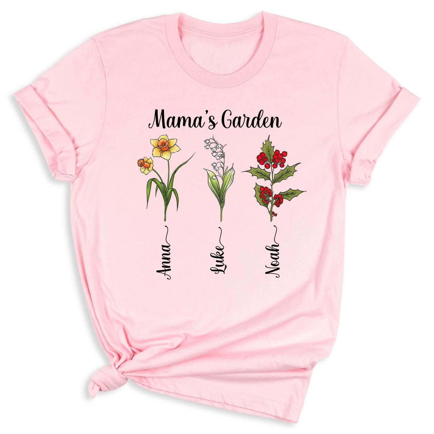 Personalized Birth Month Flower Mom Shirt – Custom Mama’s Garden Tee with Kids Names