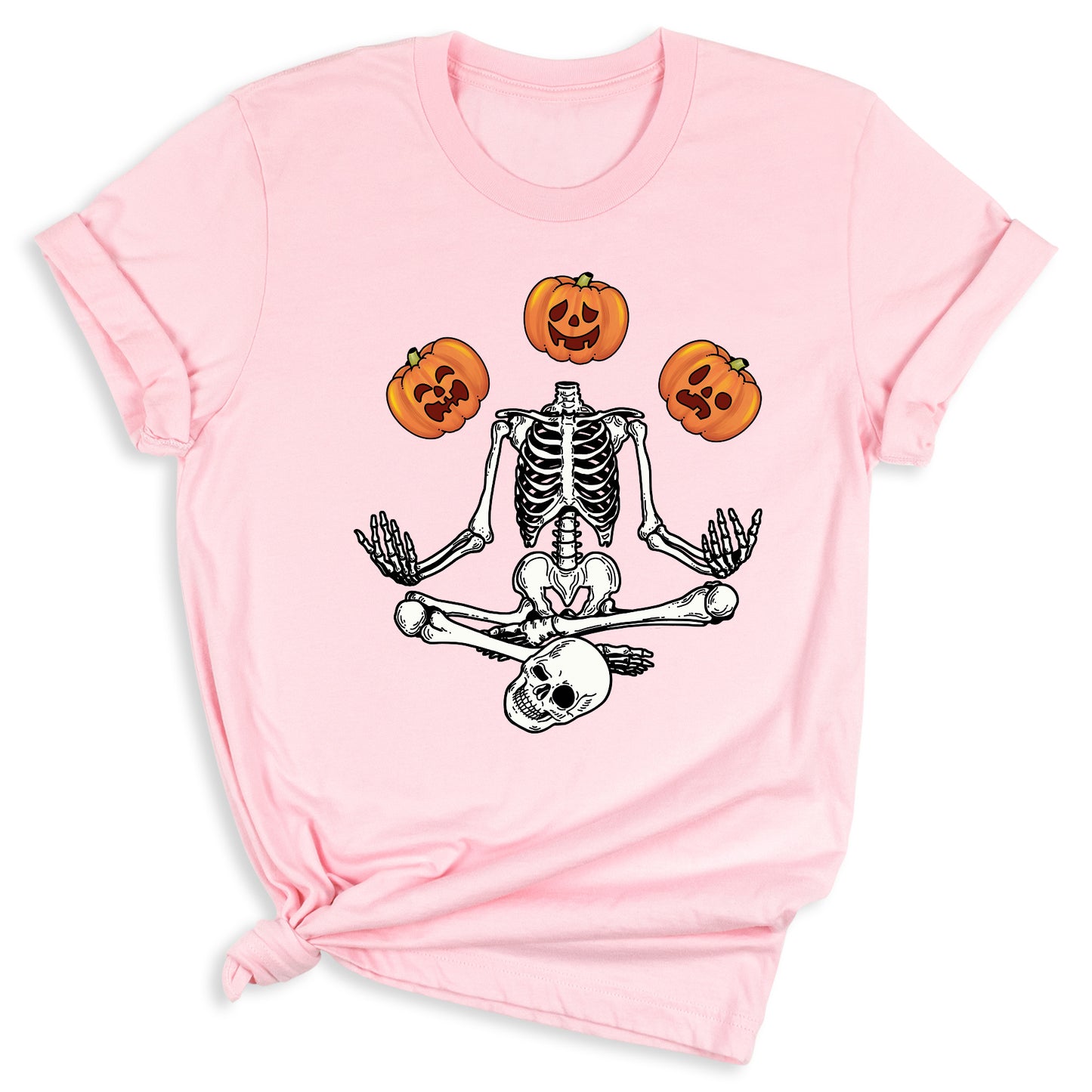 Funny Skeleton Yoga Halloween Shirt – Spooky Season Pumpkin Tee