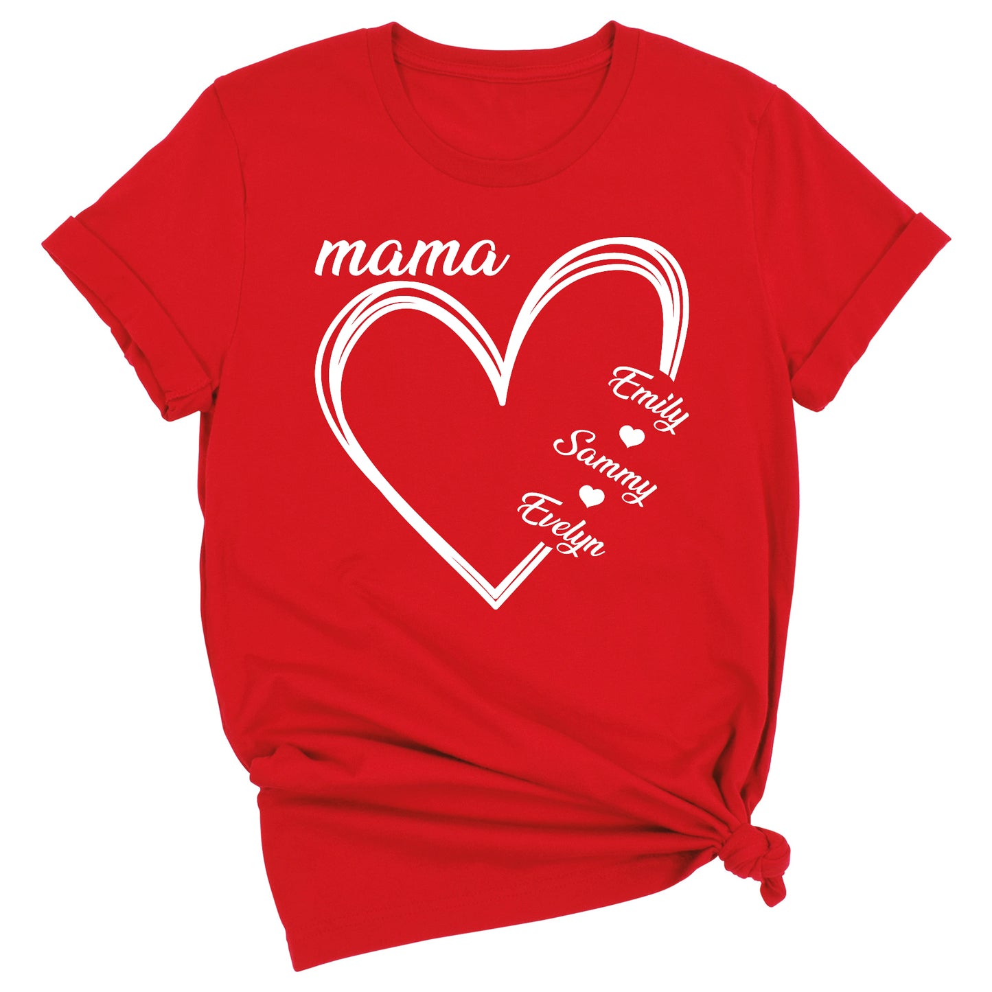 Custom Mama Shirt with Kids Names – Personalized Mom Heart Tee