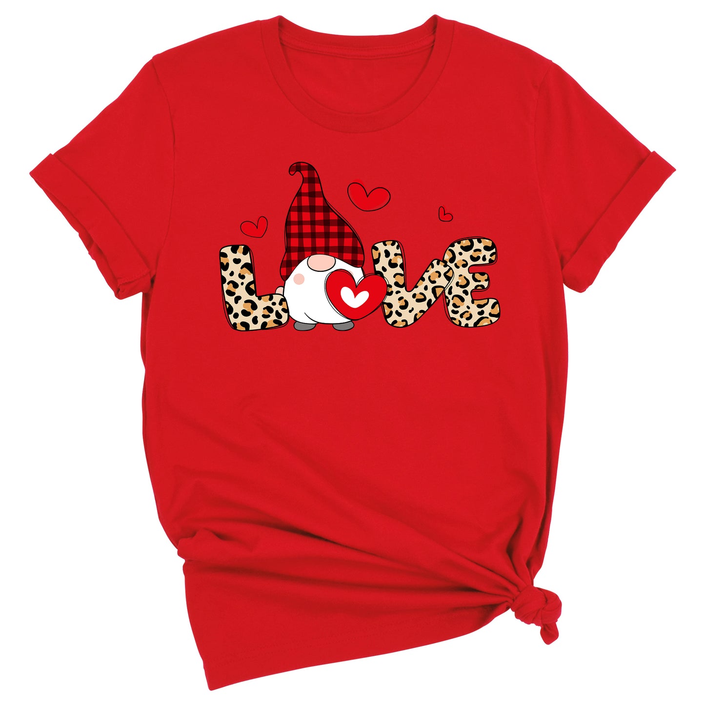 Love Buffalo Plaid Gnome Valentine Shirt Cute Red Heart Tee