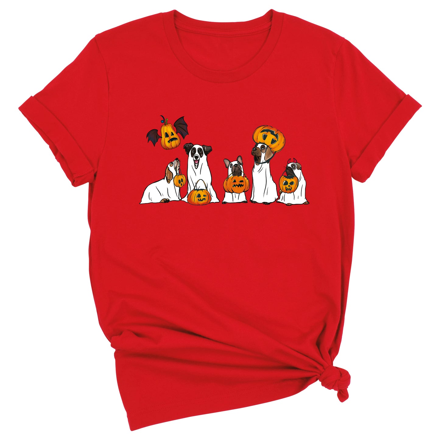 Halloween Ghost Dogs Shirt – Cute Dog Lover Tee for Women Men, Funny Pumpkin & Bat Halloween Top, Dog Mom Spooky Season Outfit