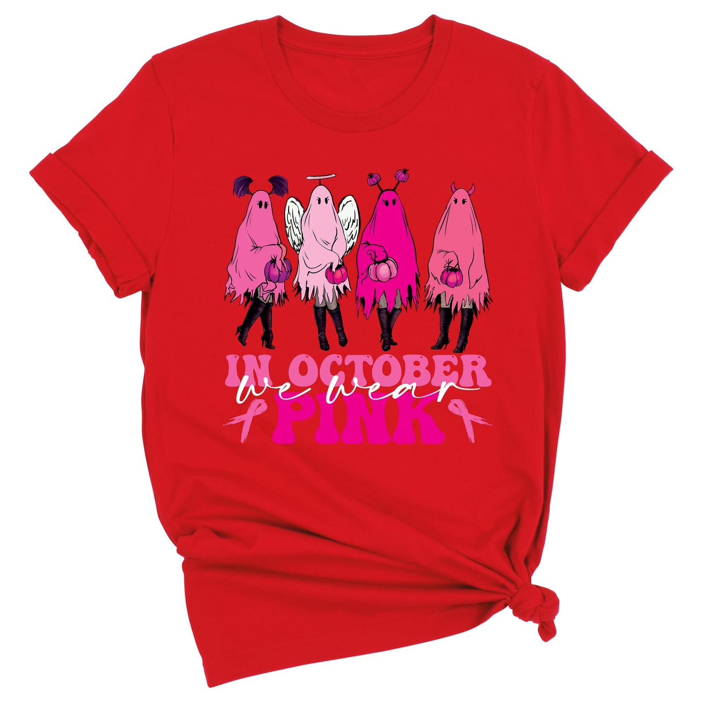 Breast Cancer Halloween Shirt – Pink Ghost Tee | Breast Cancer Awareness October Shirt
