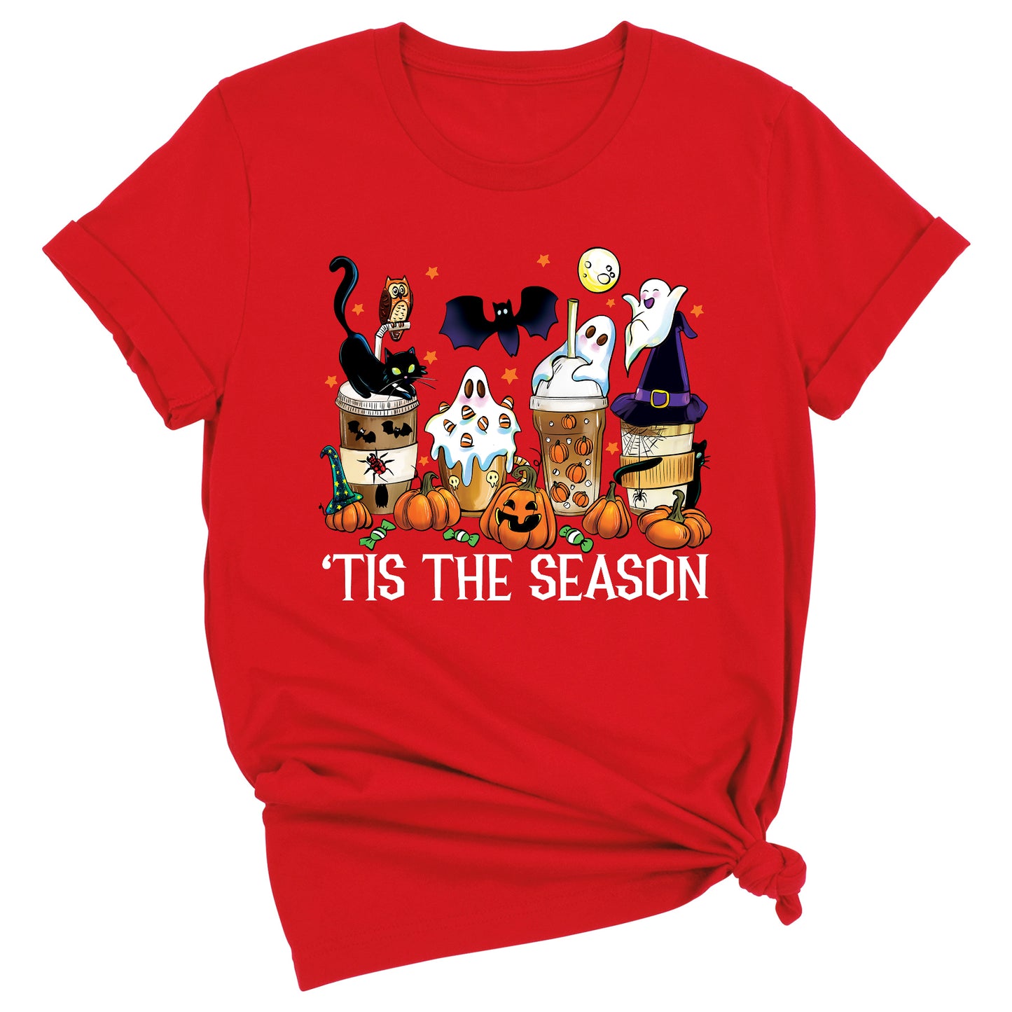Tis The Season Halloween Coffee Shirt – Funny Fall Shirt for Women, Cute Pumpkin Coffee Tee, Autumn Halloween Gift