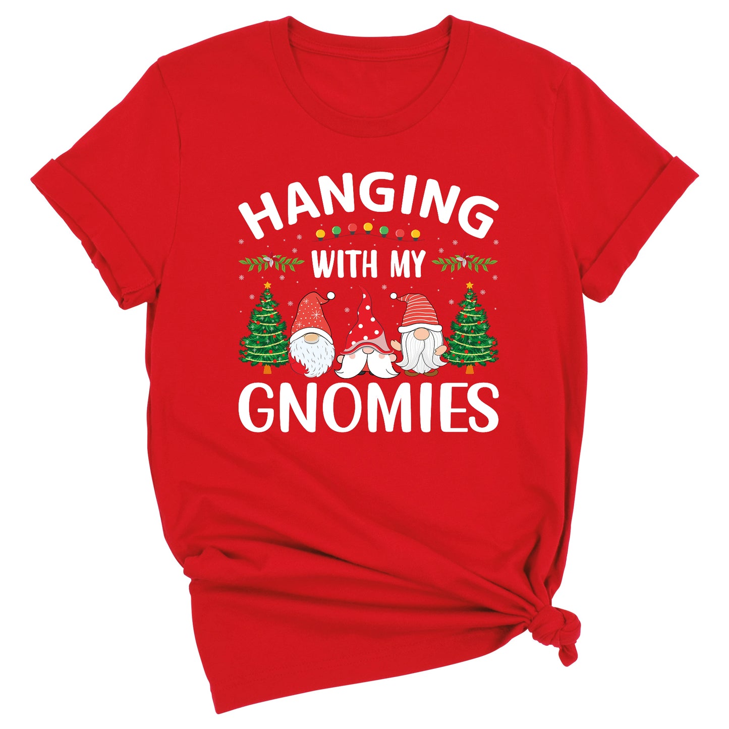 Hanging With My Gnomies Christmas Shirt – Cute Gnome Holiday Tee, Family Matching Xmas T-Shirt, Santa Gnome Party Shirt