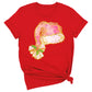 Coquette Santa Hat Pink Bow Shirt – Trendy Christmas Tee for Women & Girls, Xmas Party Holiday Top