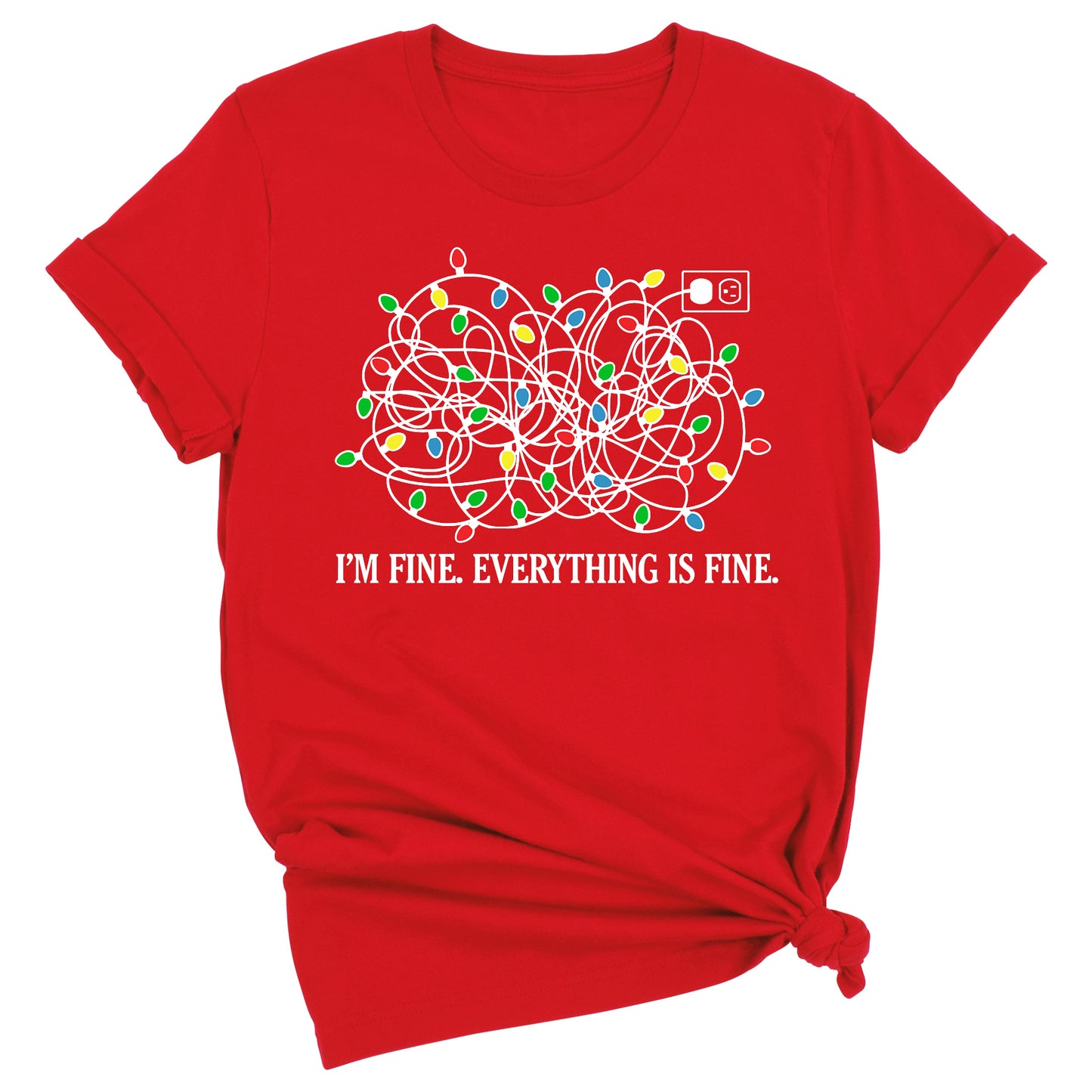 I’m Fine Everything is Fine Christmas Shirt – Tangled Lights Funny Holiday Tee