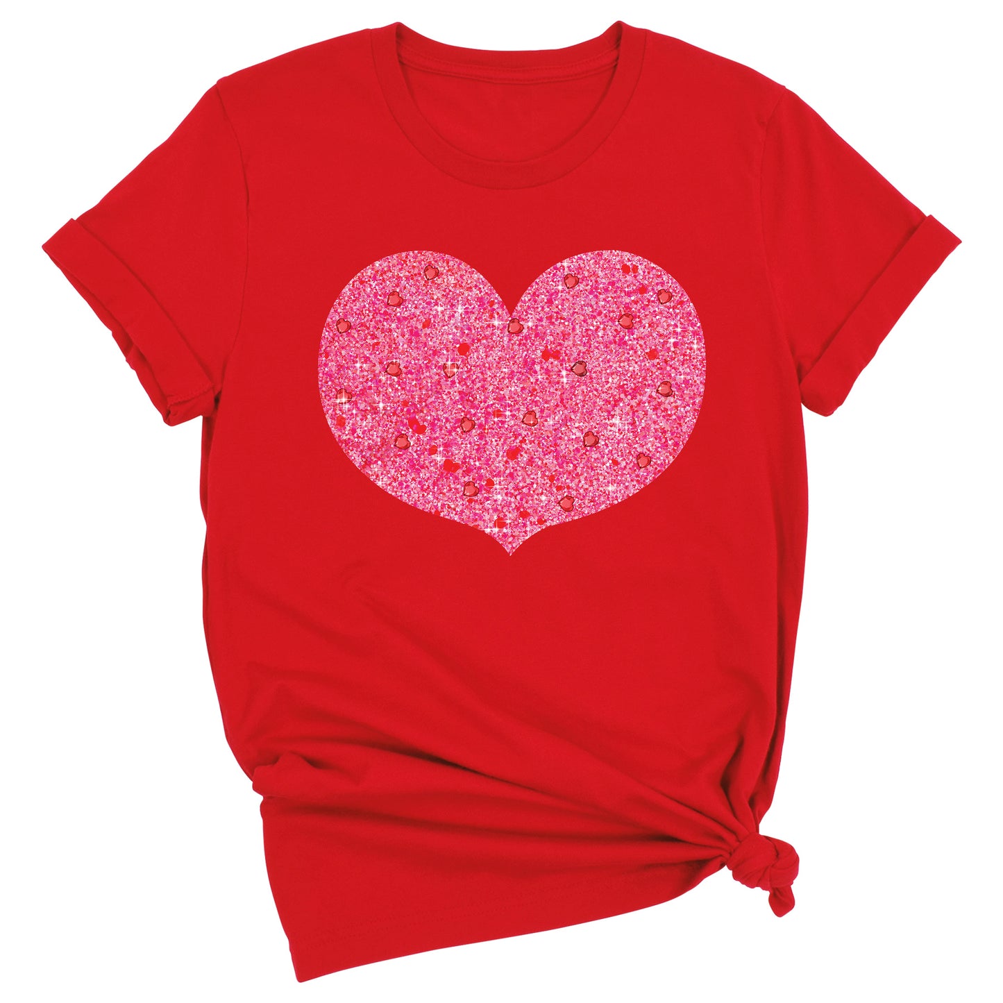 Valentines Day Pink Glitter Heart Shirt – Cute Love Graphic Tee