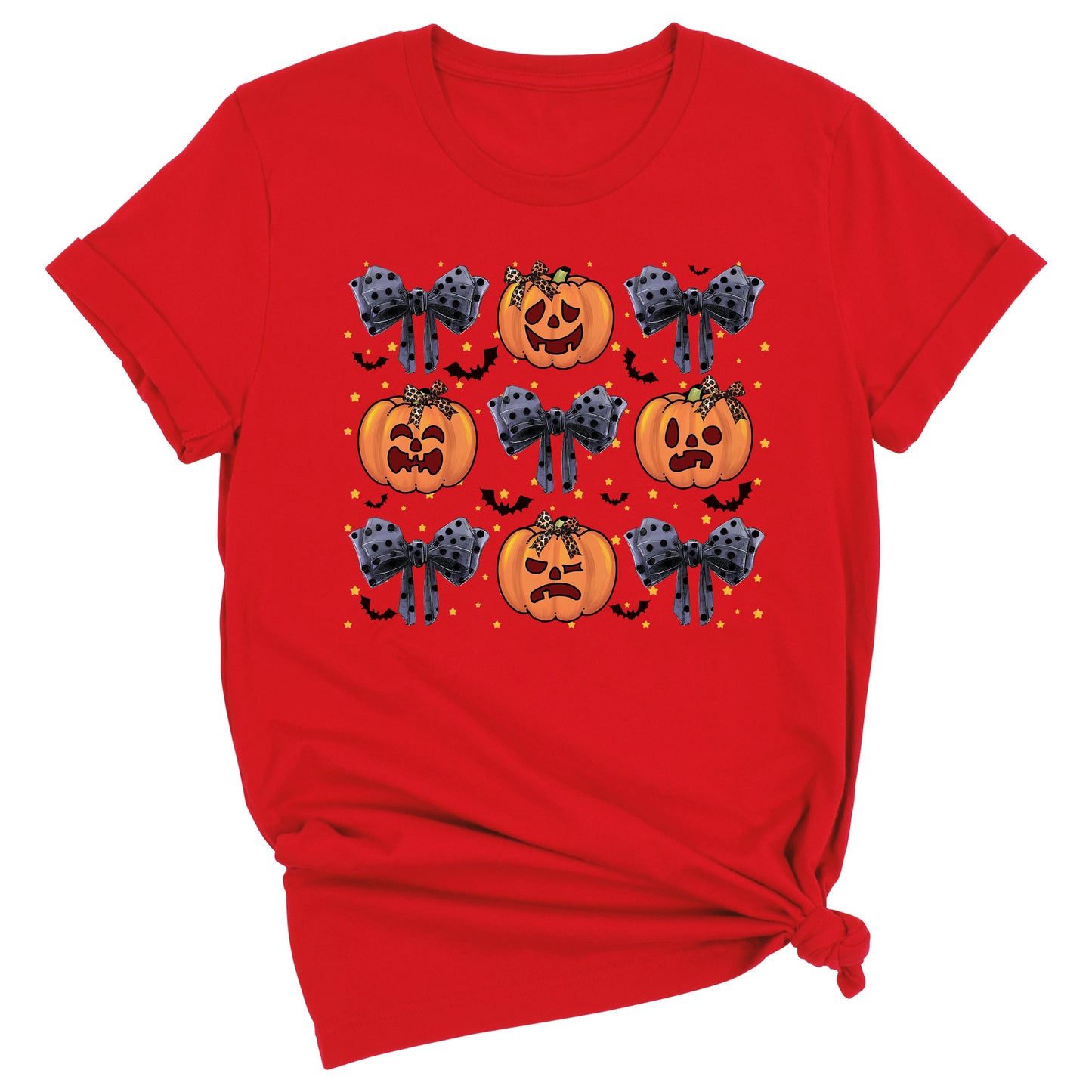 Funny Halloween Pumpkin Face Shirt – Coquette Bow Spooky Season Tee