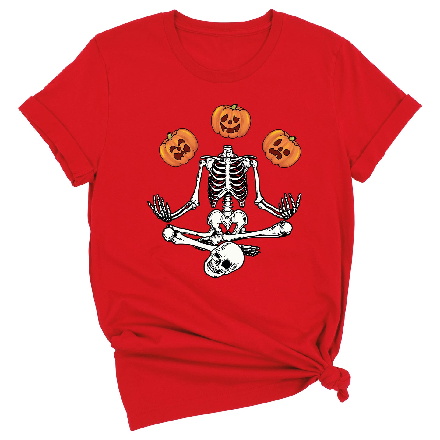Funny Skeleton Yoga Halloween Shirt – Spooky Season Pumpkin Tee
