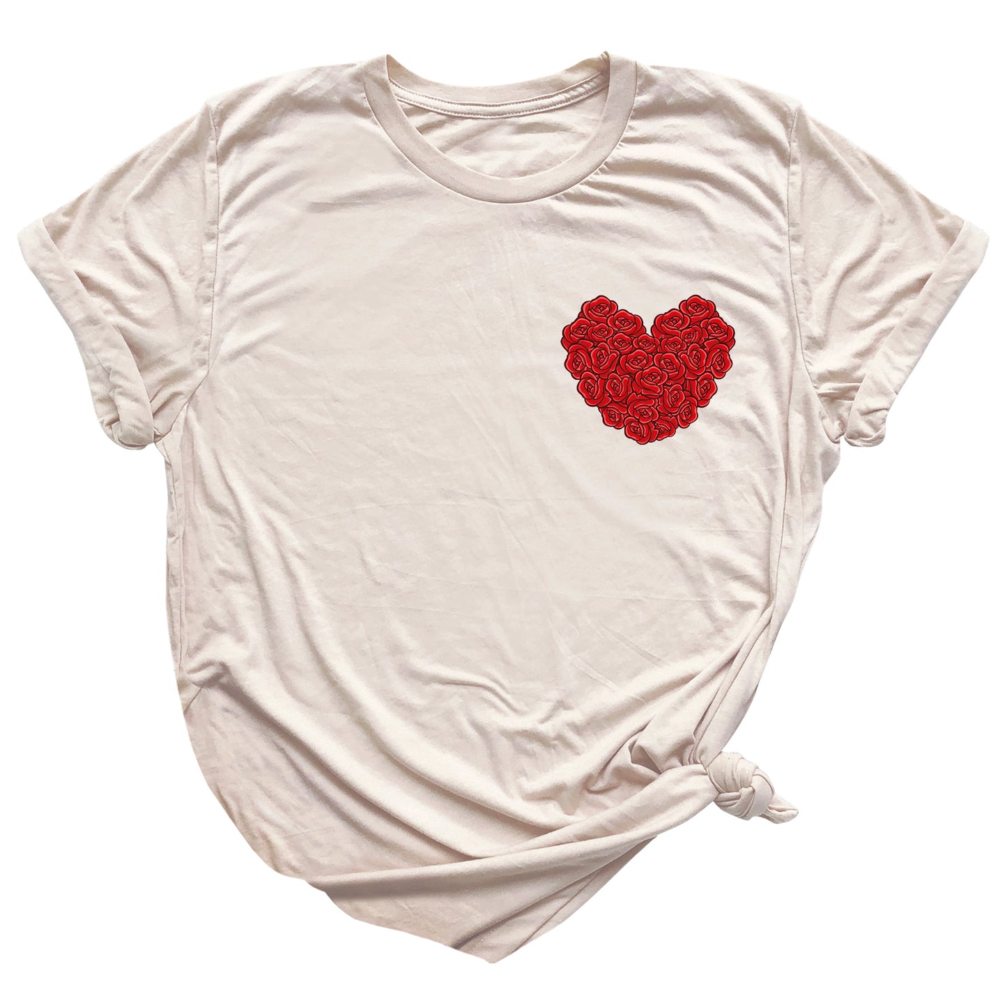 Red Roses Heart Shirt – Valentine Floral Love Tee for Women