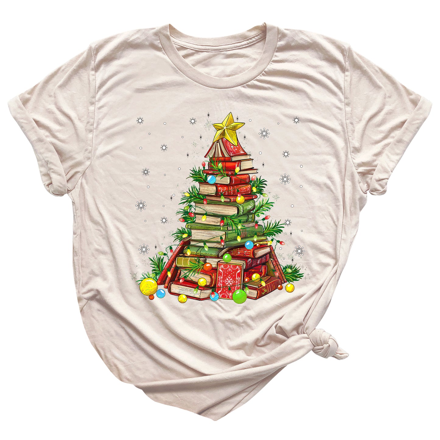 Christmas Books Tree Shirt – Book Lover Holiday Tee, Reading Xmas Top for Teachers, Students & Librarians