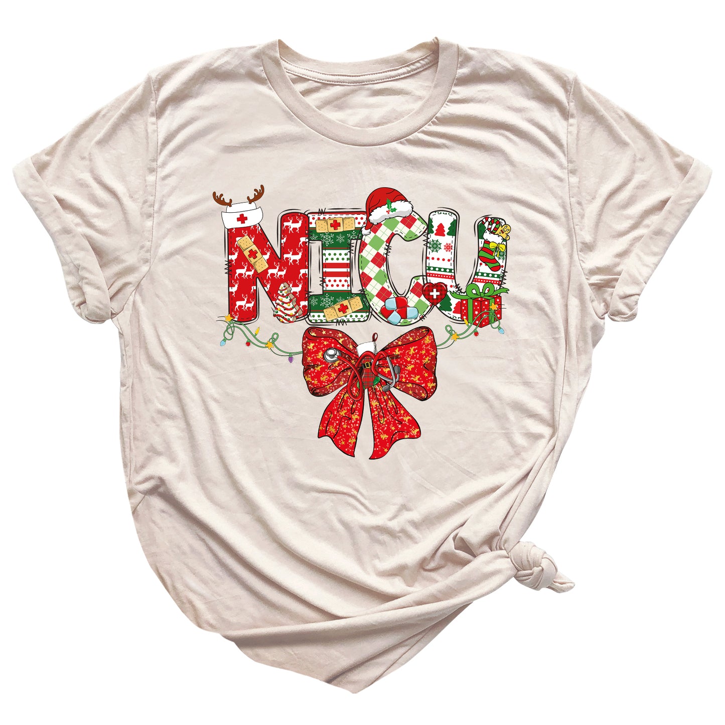 Christmas NICU Nurse Shirt – ICU Holiday Tee, Nursing Santa Hat & Bow Shirt, Merry Xmas Nurse Top