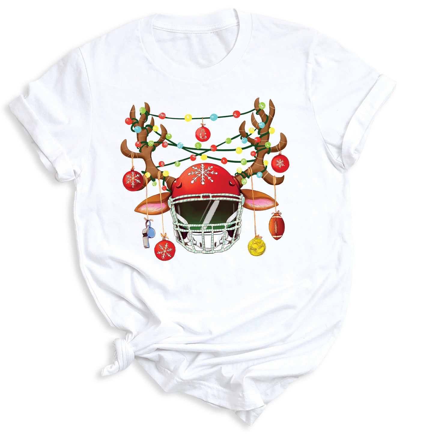 Football Christmas Shirt – Sports Xmas Lights Tee for Game Day