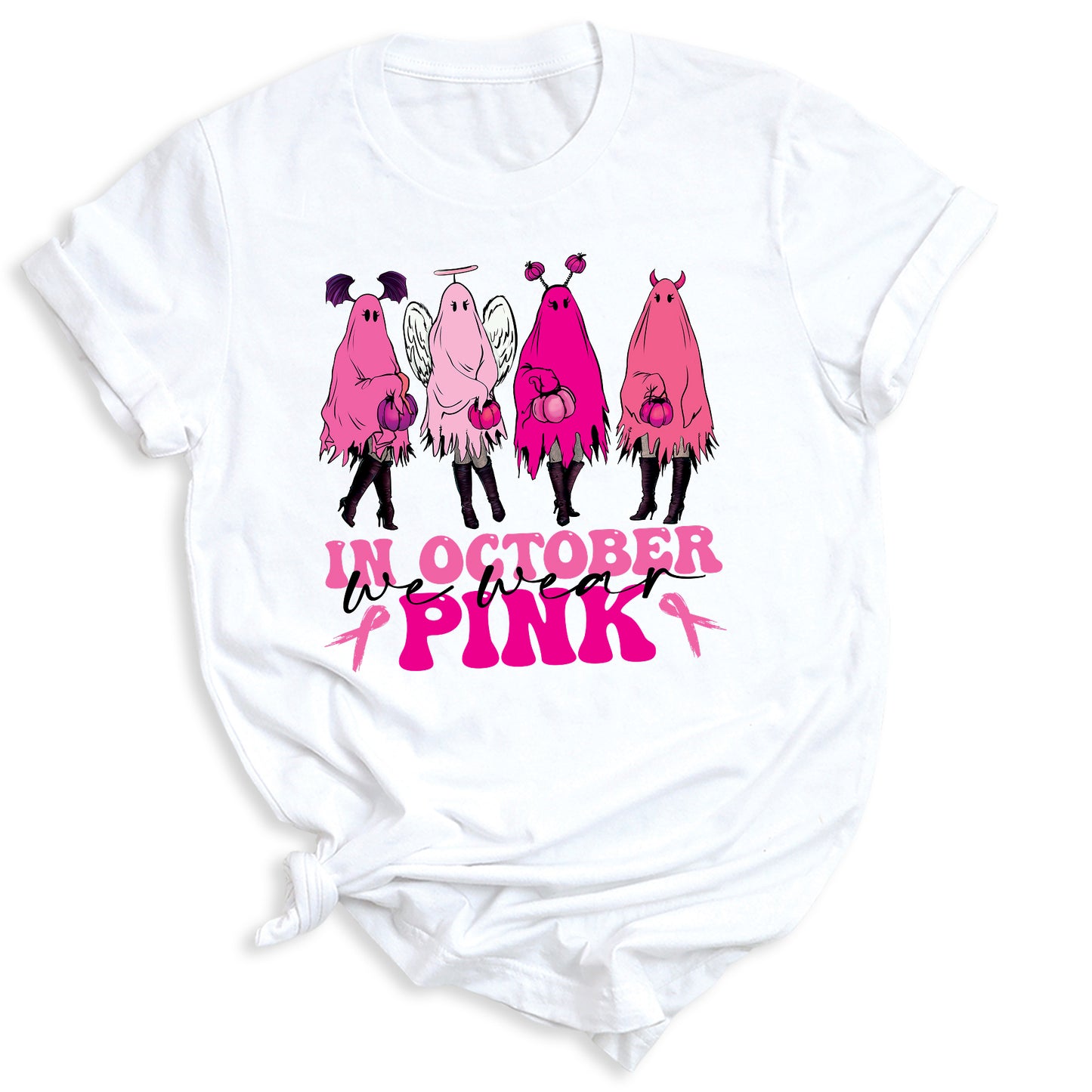 Breast Cancer Halloween Shirt – Pink Ghost Tee | Breast Cancer Awareness October Shirt