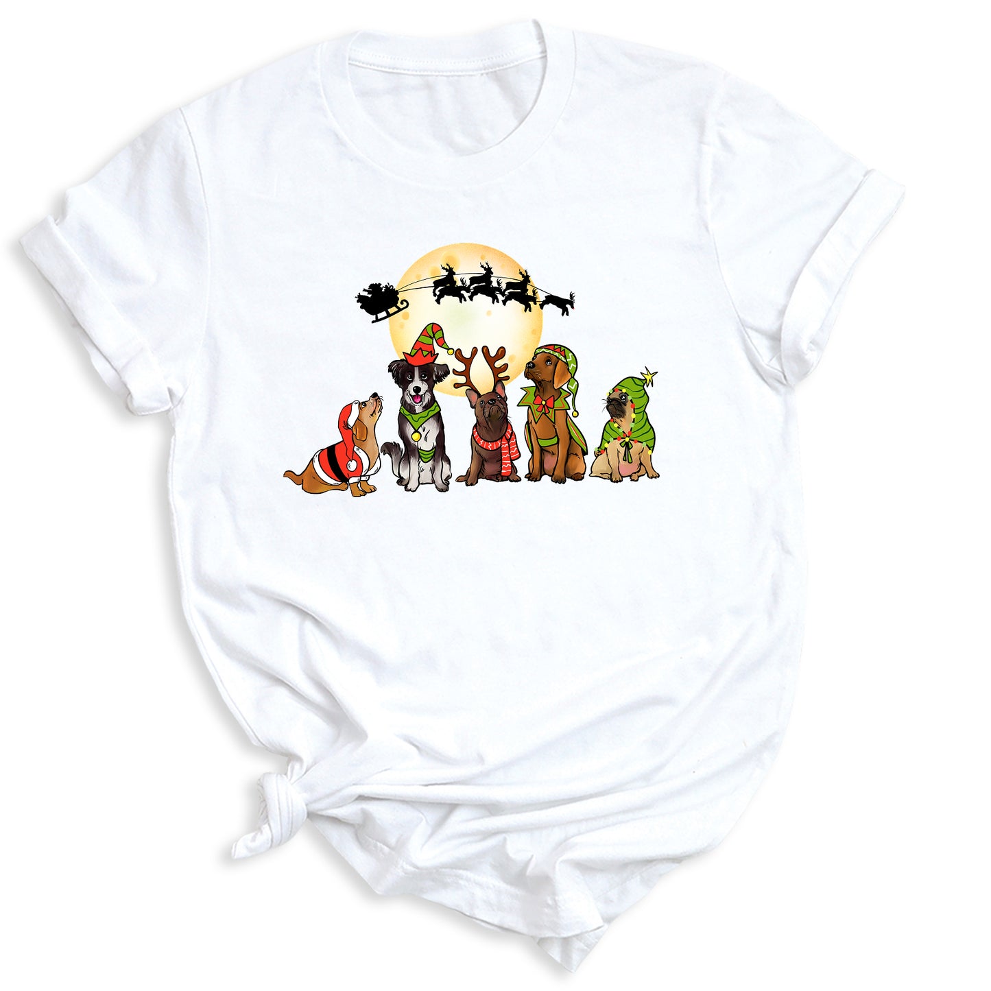 Christmas Dog Shirt – Santa Reindeer Dog Lover Holiday Tee