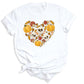 Heart Skull Halloween Shirt – Fall Season Tee for Women Men | Autumn Pumpkin Patch Outfit