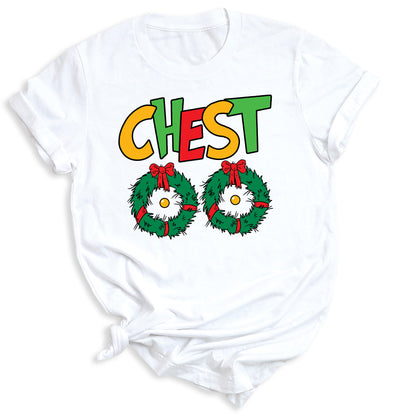 Christmas Chest Nuts Couple Shirts – Funny Matching Holiday Tees for Men & Women, Sarcastic Xmas Party Outfit, Boyfriend Girlfriend Gift