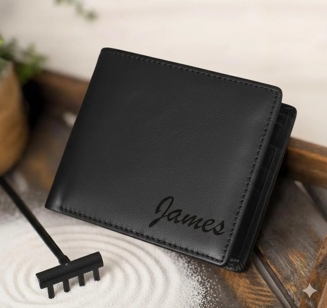 Personalized RFID Leather Wallet for Men – Engraved Gift