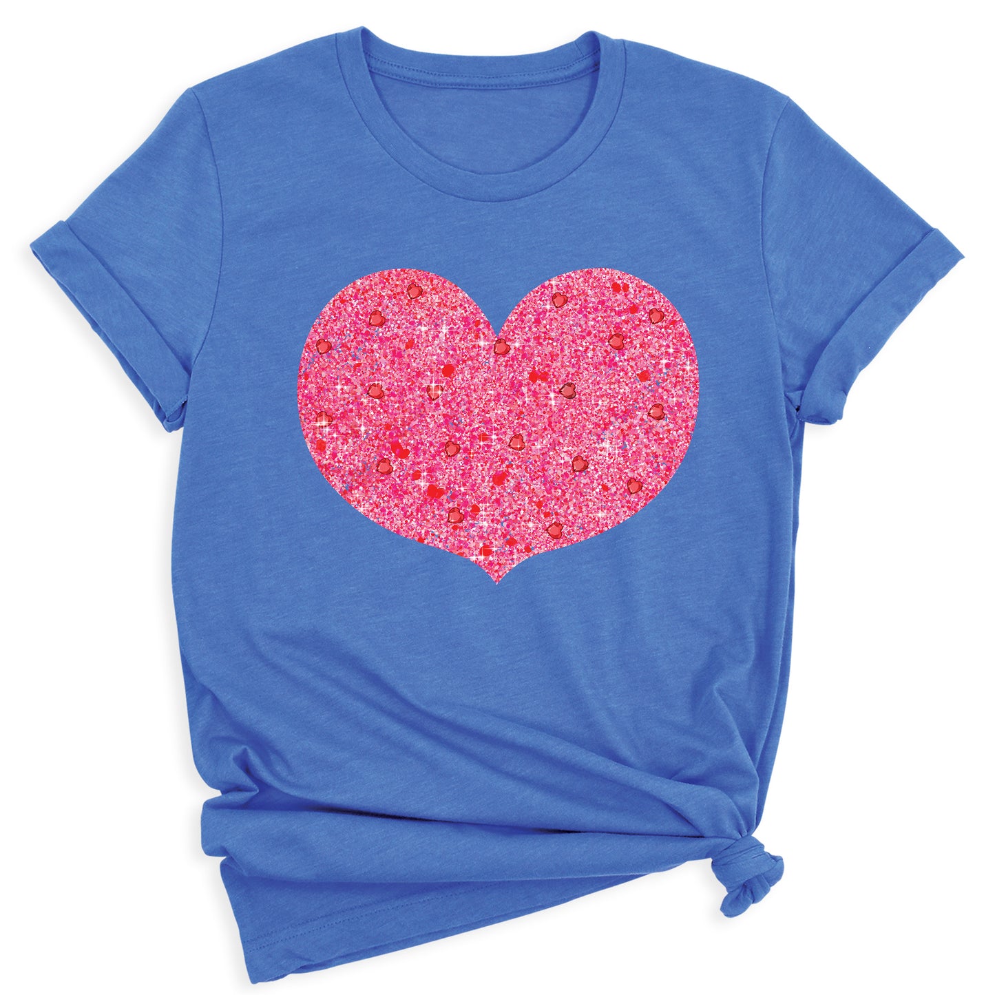 Valentines Day Pink Glitter Heart Shirt – Cute Love Graphic Tee