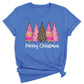 Merry Christmas Tree Shirt – Ladies Christmas Tee | Pink Leopard Holiday Pine Trees Shirt