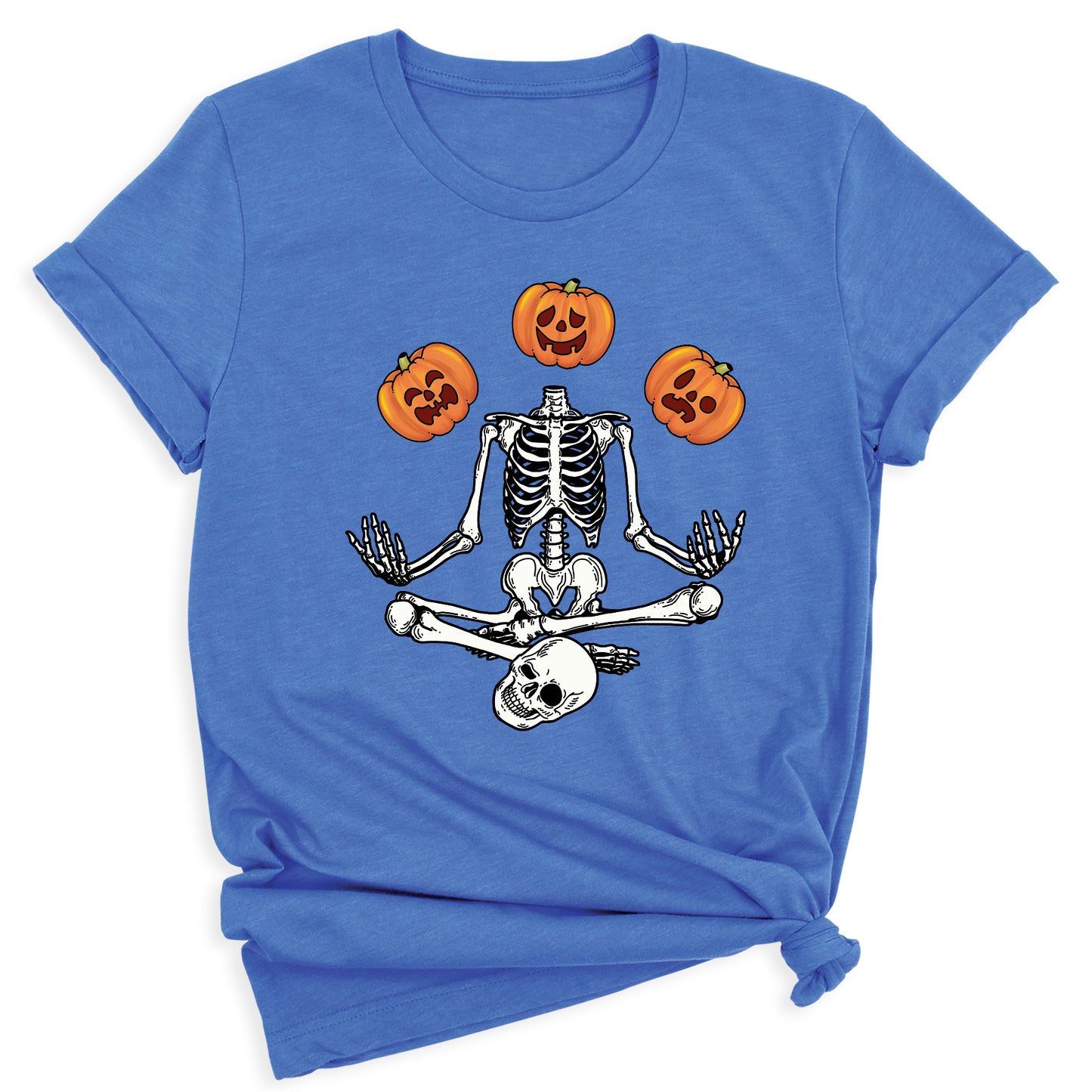 Funny Skeleton Yoga Halloween Shirt – Spooky Season Pumpkin Tee