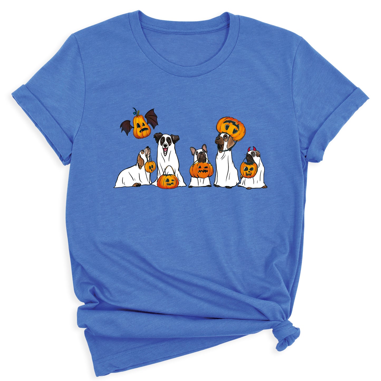 Halloween Ghost Dogs Shirt – Cute Dog Lover Tee for Women Men, Funny Pumpkin & Bat Halloween Top, Dog Mom Spooky Season Outfit