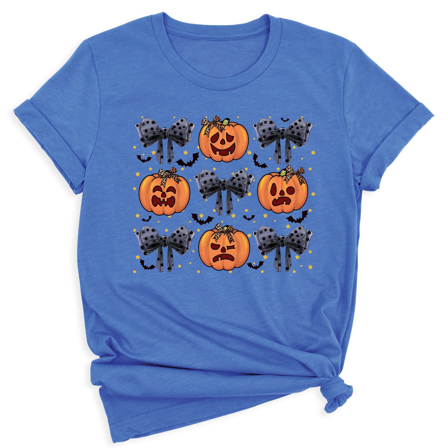 Funny Halloween Pumpkin Face Shirt – Coquette Bow Spooky Season Tee