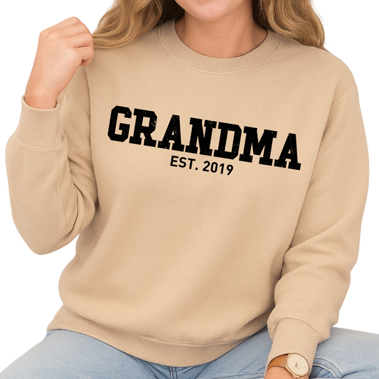 Custom Grandma Est. Sweatshirts – Personalized Matching Family Gift