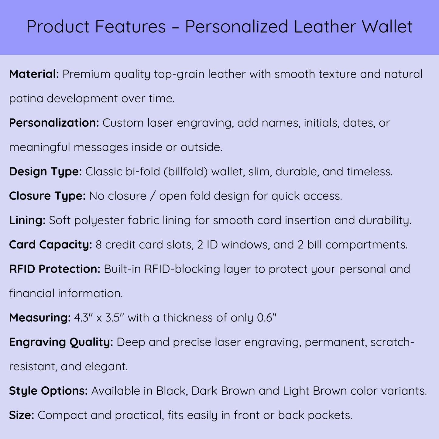 Personalized RFID Leather Wallet for Men – Engraved Gift
