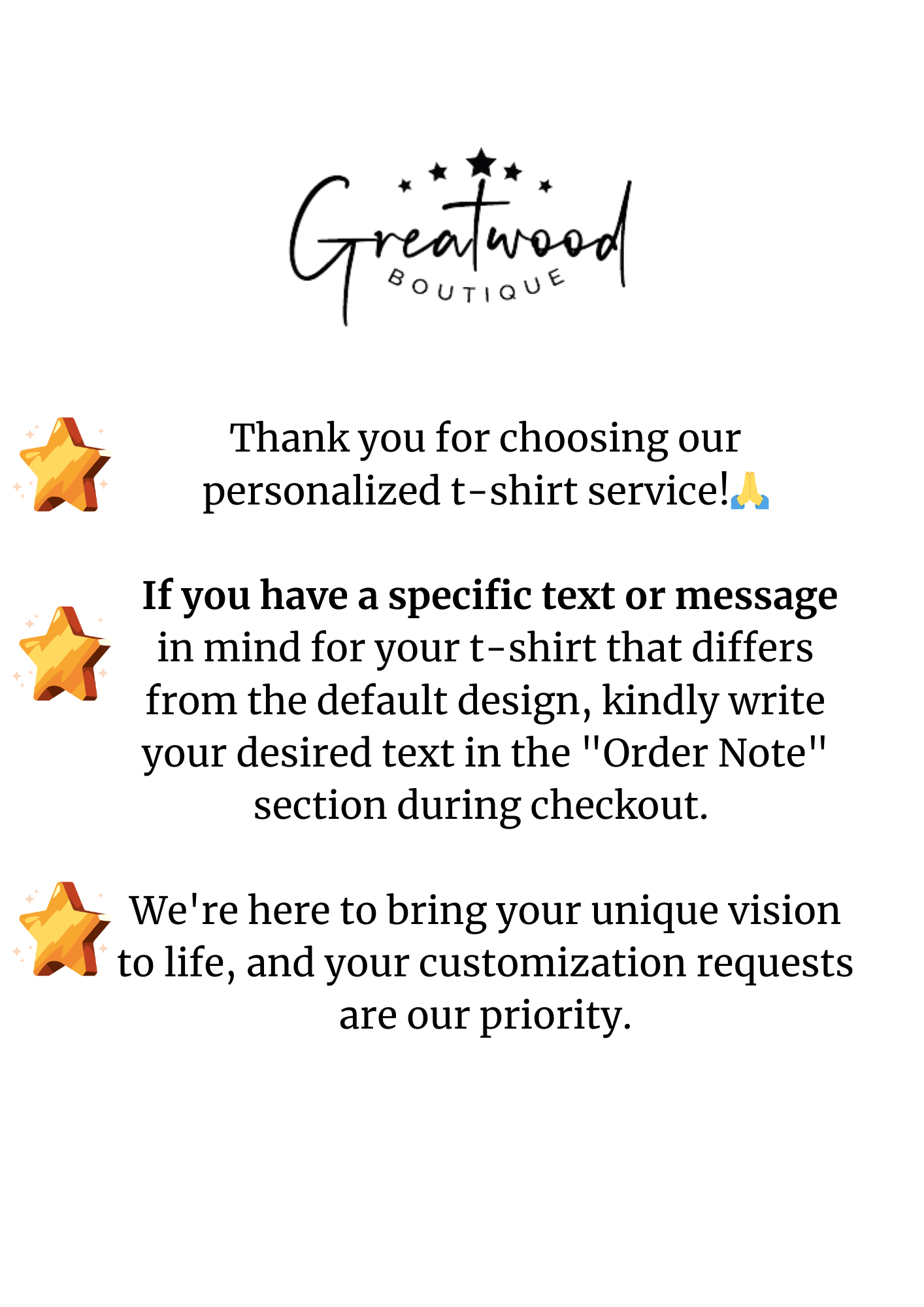 custom order note