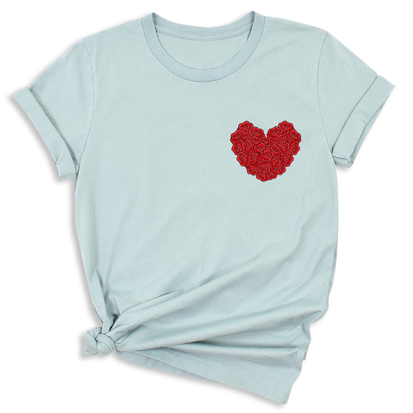 Red Roses Heart Shirt – Valentine Floral Love Tee for Women