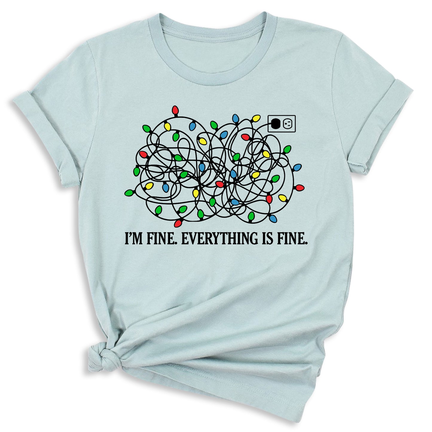 I’m Fine Everything is Fine Christmas Shirt – Tangled Lights Funny Holiday Tee