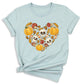 Heart Skull Halloween Shirt – Fall Season Tee for Women Men | Autumn Pumpkin Patch Outfit