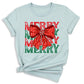 Merry Christmas Bow Shirt – Cute Coquette Holiday Tee for Women & Girls, Festive Family Xmas Top