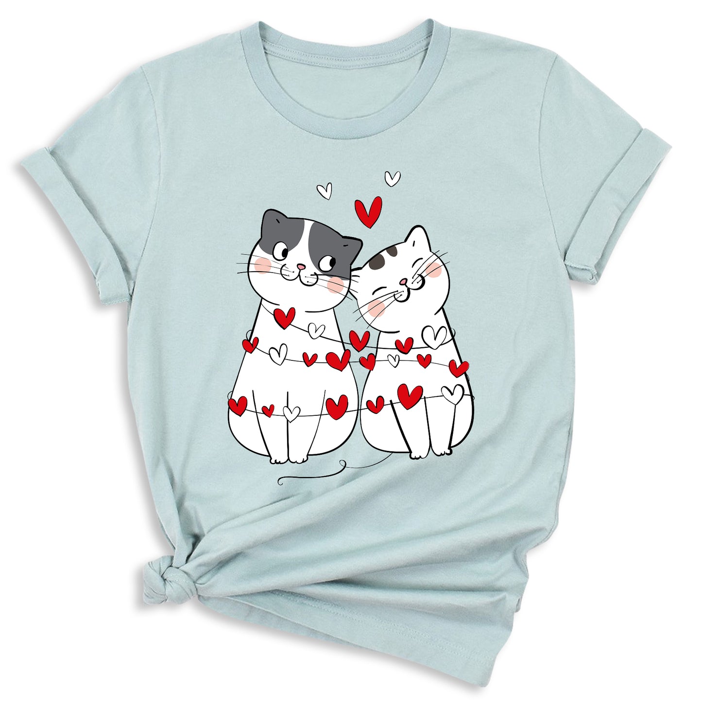 Valentine’s Day Cat Shirt for Couples – Cute Cats with Hearts Tee