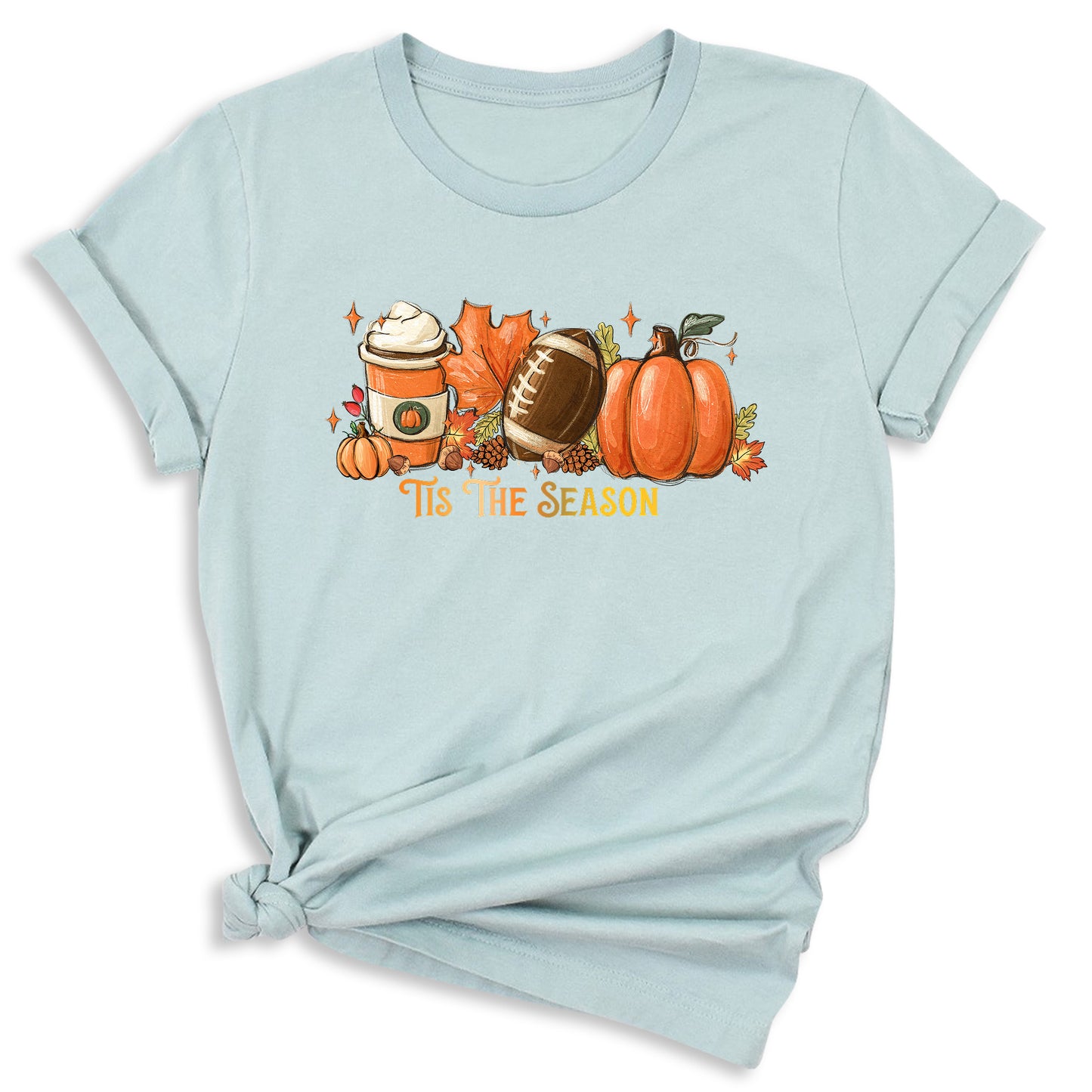 Tis The Season Fall Football Shirt – Pumpkin Coffee Autumn Vibes Tee