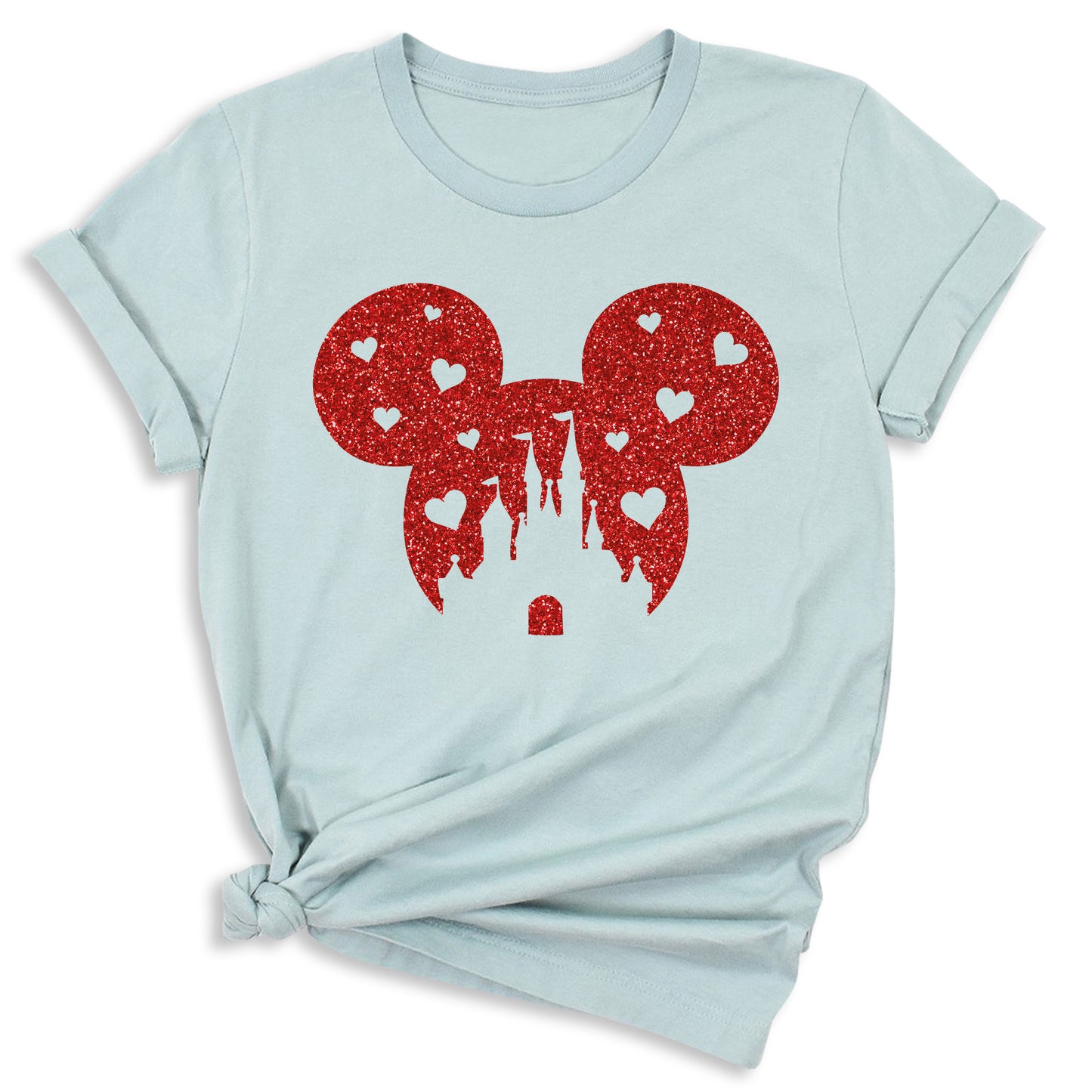 Glitter Mickey Minnie Couple Shirt – Disney Valentine Family Tee