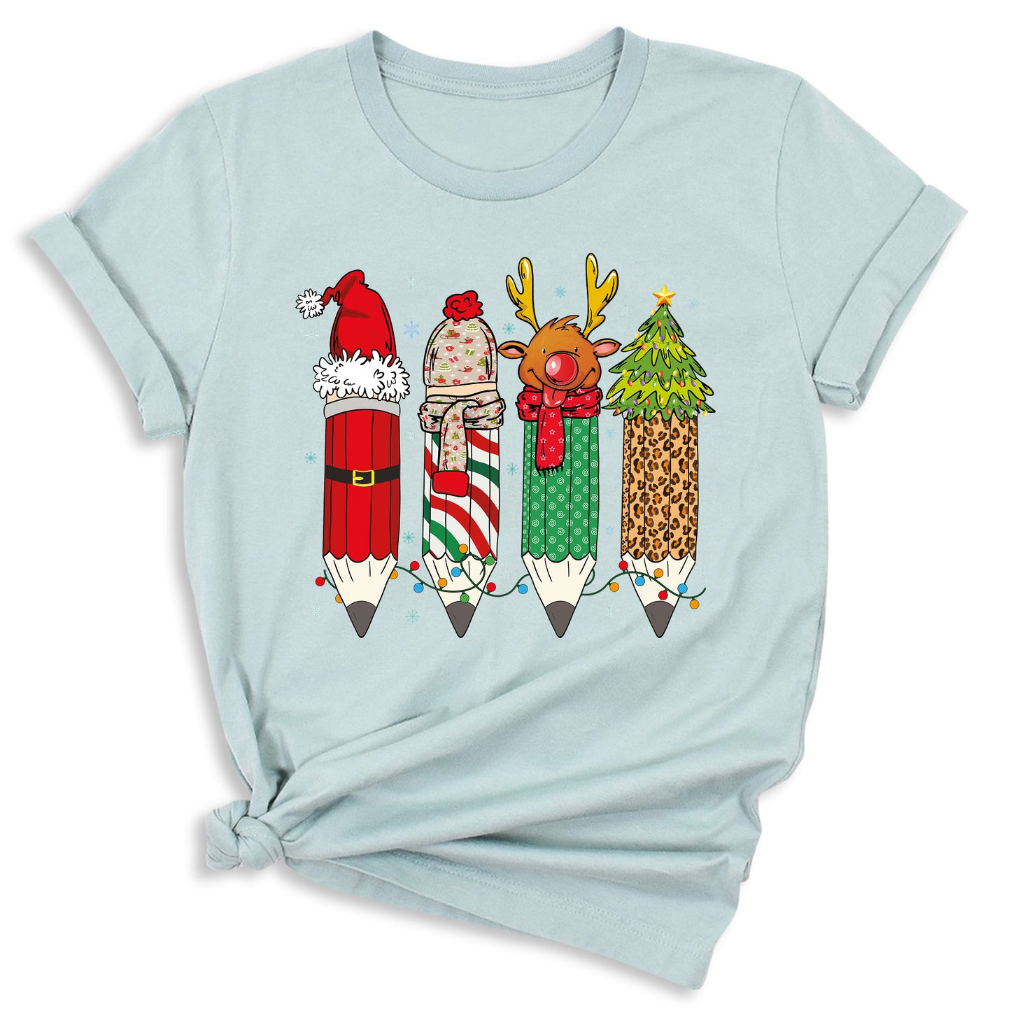 Christmas Teacher Shirt – Teacher Pencil Tee, Santa Holiday Shirt, School Xmas Teacher Life Top for Women