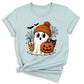 Halloween Ghost and Drink T-Shirt – Pumpkin & Spooky Season Tee